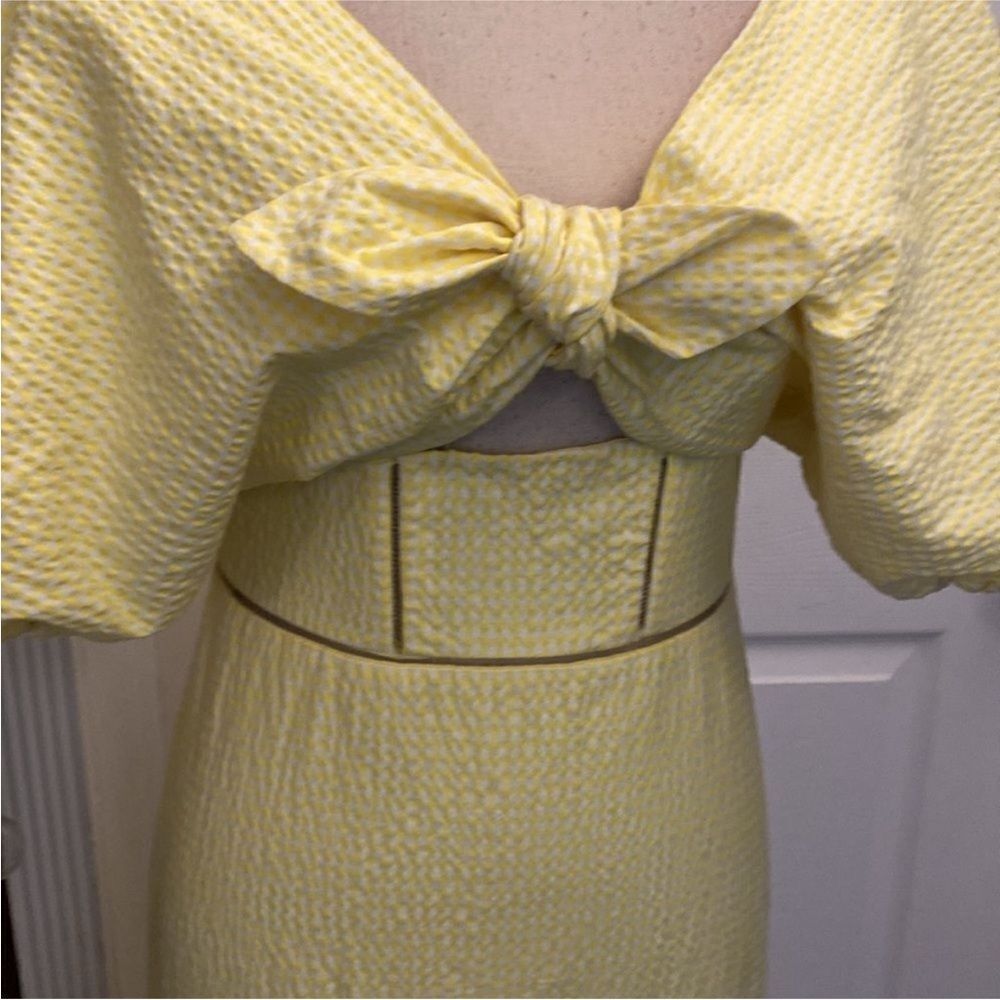 Jonathan Simkhai Yellow Asymmetrical Ruffled Off-Shoulder dress, US2 - Picture 8 of 14